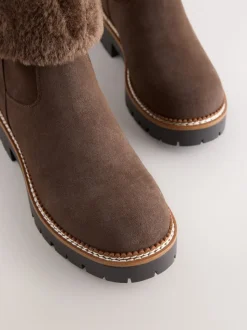 Marron chocolat - Bottines Forever Comfort® à poignets en fausse fourrure