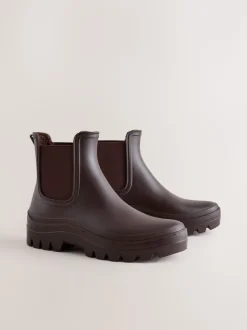 Marron chocolat - Bottines Chelsea doublées de fausse fourrure