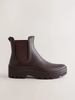 Marron chocolat - Bottines Chelsea doublées de fausse fourrure