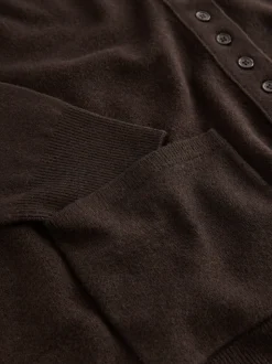 Marron chocolat - Cardigan ultra-doux à col en V avec poches