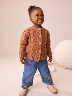 Marron chocolat - Cardigan en maille épaisse Bobble (3mths-10yrs)