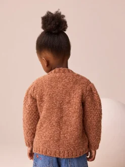 Marron chocolat - Cardigan en maille épaisse Bobble (3mths-10yrs)