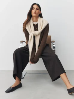 Marron chocolat - Cardiganen maille col rond