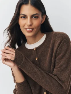 Marron chocolat - Cardiganen maille col rond