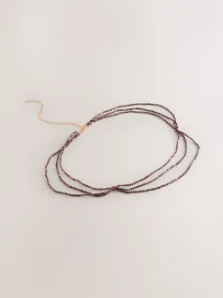 Marron chocolat - Ceinture Skinny métallisée à perles étagées