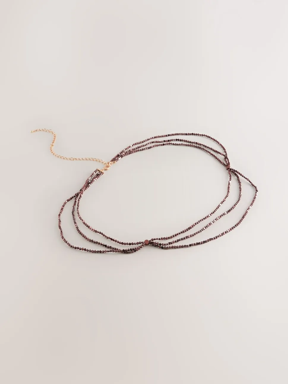 Marron chocolat - Ceinture Skinny métallisée à perles étagées