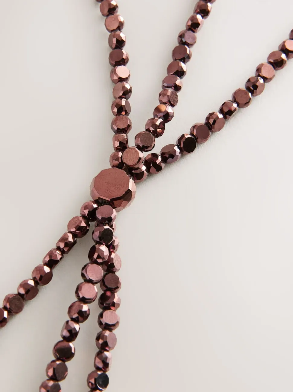 Marron chocolat - Ceinture Skinny métallisée à perles étagées