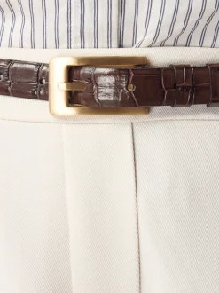 Marron chocolat - Ceinture N. Premium Made In Italie en Cuir effet croco