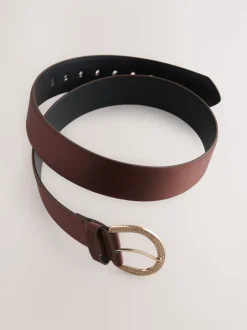 Marron chocolat - Ceinture en satin avec boucle en diamant