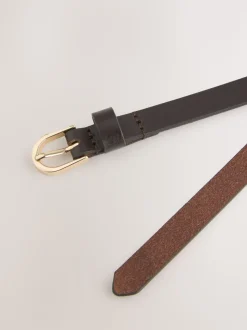 Marron chocolat - Ceinture fine en cuir