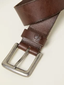 Marron chocolat - Ceinture en cuir uni