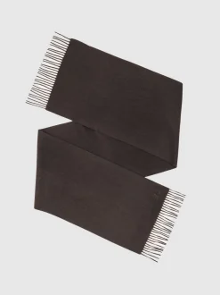 Marron chocolat - Écharpe Reiss Picton à logo script en laine et cachemire