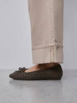 Marron chocolat - Chaussures plates tissées en cuir Forever Comfort®