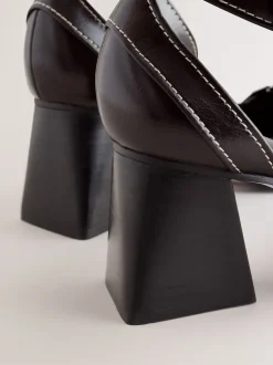 Marron chocolat - Chaussures à talons carrés Forever Comfort® à bout pointu