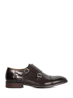 Marron chocolat - Coupe classique - Dune London Satchin Flex Sole Toecap Monk Shoes