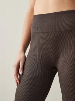 Marron chocolat - Côtelé sans couture Taille haute Leggings