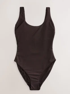 Marron chocolat - DD Maillot de bain coupe ventrale Col dégagé