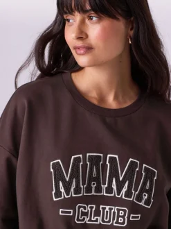 Marron chocolat - Ensemble sweat-shirt de grossesse court