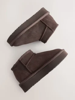 Marron chocolat - Flatform Mini Bottes Pull-On en daim doublées chaudes et déperlantes