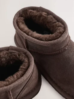 Marron chocolat - Flatform Mini Bottes Pull-On en daim doublées chaudes et déperlantes