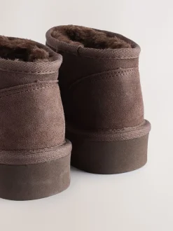 Marron chocolat - Flatform Mini Bottes Pull-On en daim doublées chaudes et déperlantes