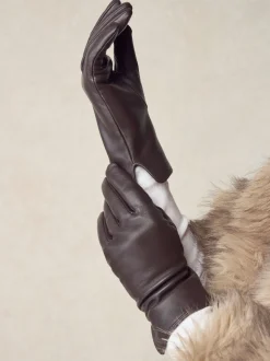 Marron chocolat - Gants en cuir