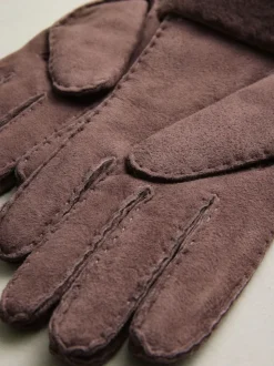 Marron chocolat - Gants N. Premium en cuir et peau de mouton