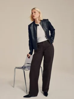 Marron chocolat - Jean ample taille mi-haute