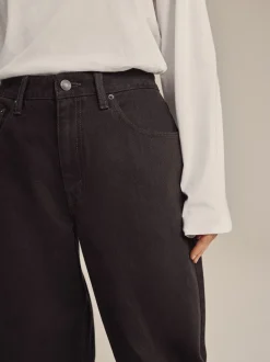 Marron chocolat - Jean ample taille mi-haute