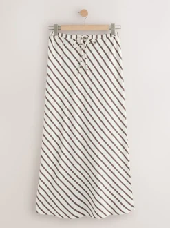 Marron chocolat - Jupe colonne d’été avec lin