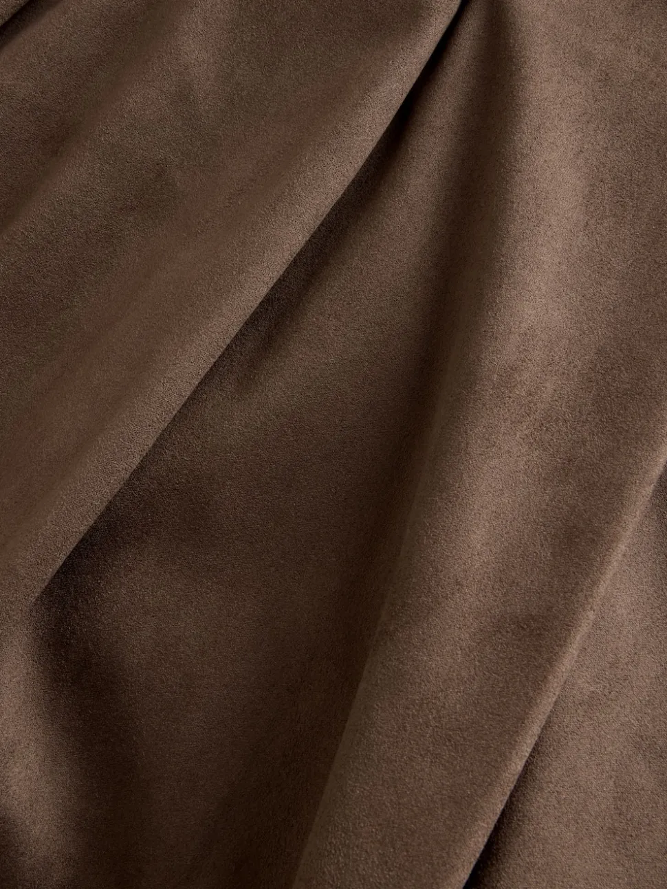 Marron chocolat - Jupe kilt mi-longue en faux daim