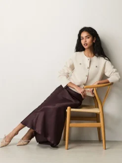 Marron chocolat - Jupe Midi Satin