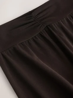 Marron chocolat - Leggings évasés froncés côtelés doux au toucher
