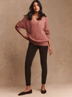 Marron chocolat - Leggings en velours côtelé