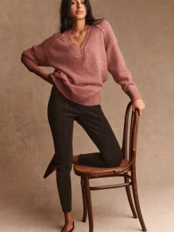 Marron chocolat - Leggings en velours côtelé