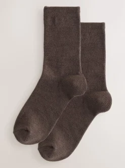 Marron chocolat - Lot de 2 paires de chaussettes en polaire thermique