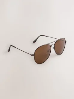 Marron chocolat - Lunettes de soleil aviateur classiques