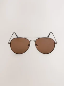 Marron chocolat - Lunettes de soleil aviateur classiques