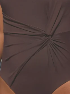 Marron chocolat - Maillot de bain Twist Scoop pour le contrôle du ventre