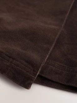 Marron chocolat - Mini-jupe cache-cœur en velours côtelé