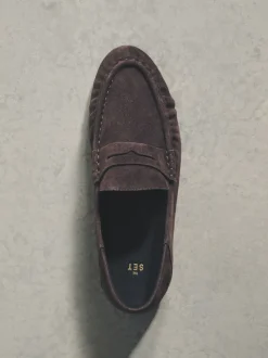 Marron chocolat - Mocassins The Set Premium en daim