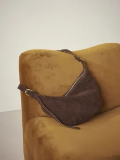 Marron chocolat - N. Premium sac bandoulière en Daim tissé