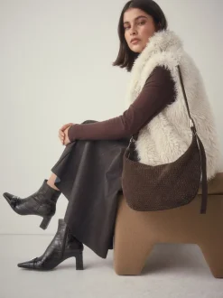 Marron chocolat - N. Premium sac bandoulière en Daim tissé