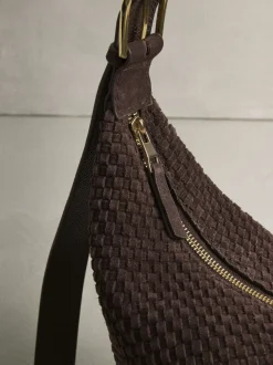 Marron chocolat - N. Premium sac bandoulière en Daim tissé