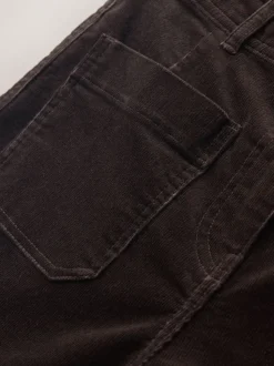 Marron chocolat - Pantalons raccourcis jambe large en velours côtelé