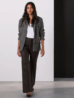 Marron chocolat - Pantalons évasés en similicuir