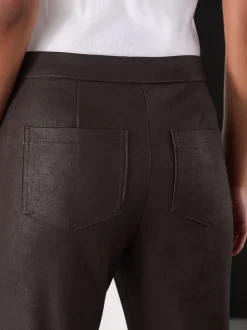 Marron chocolat - Pantalons évasés en similicuir