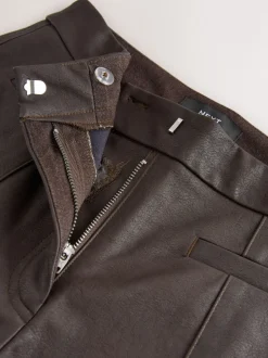 Marron chocolat - Pantalons évasés en similicuir