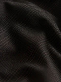 Marron chocolat - Pantalons Coupe droite à double plis à Carreaux