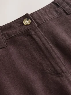 Marron chocolat - Pantalons intelligents à jambe large en lin Blend